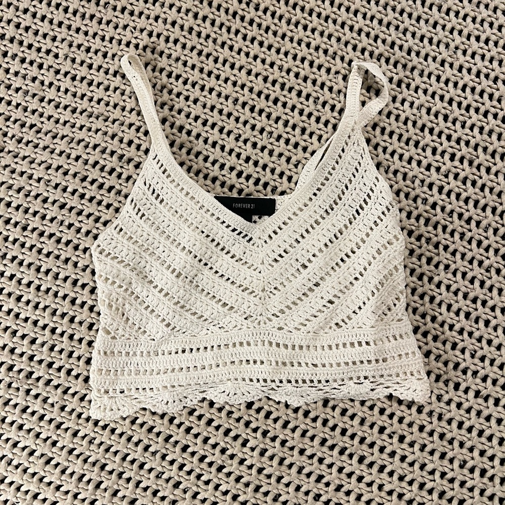 White crochet crop top tank top